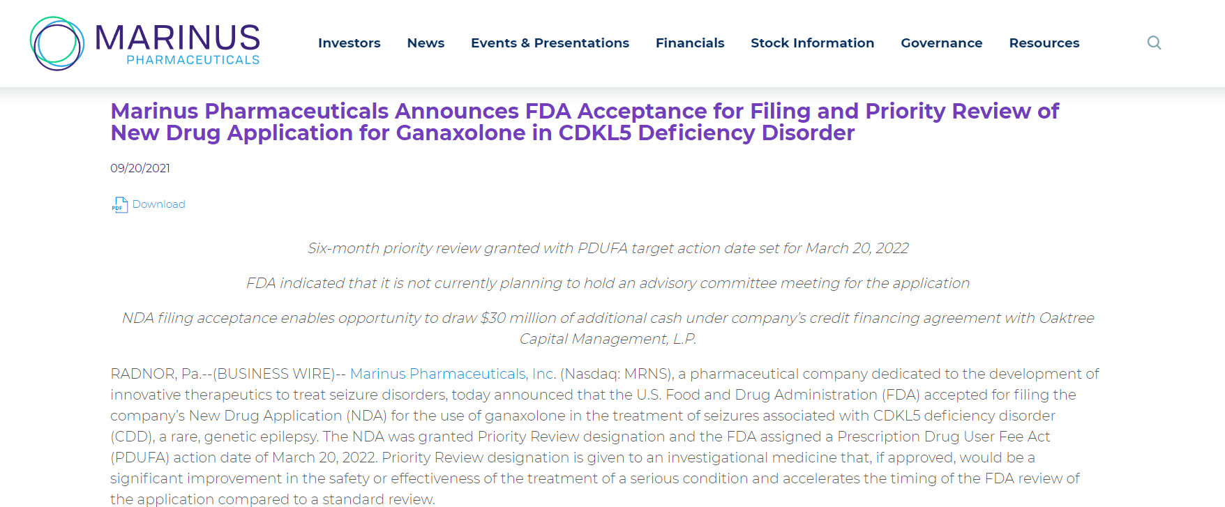 奥来恩医药-Marinus Pharmaceuticals官网 奥来恩医药-Marinus Pharmaceuticals官网